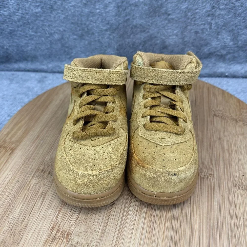 Nike Air Force 1 Mid Shoes Boys Toddler Size 8C Brown Suede Sneakers 859338-701